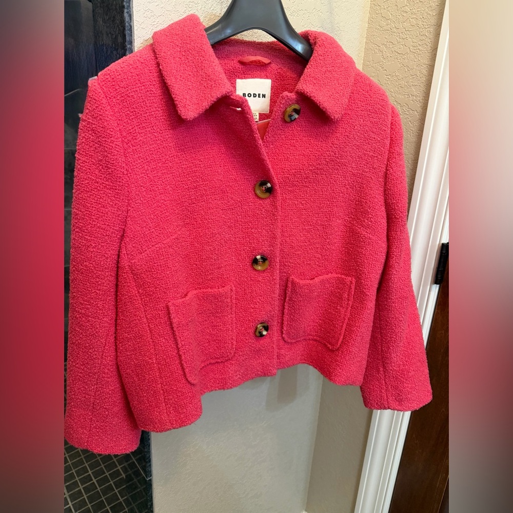 Boden Women's Vibrant Pink Oxford Bouclé Jacket